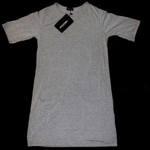PLT: Basic Grey Pocket T Shirt Dress w/ double pockets
